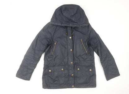 H&M L.O.G.G Women’s Blue Cotton Hooded Parka Jacket Size 8