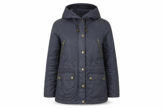 H&M L.O.G.G Women’s Blue Cotton Hooded Parka Jacket Size 8