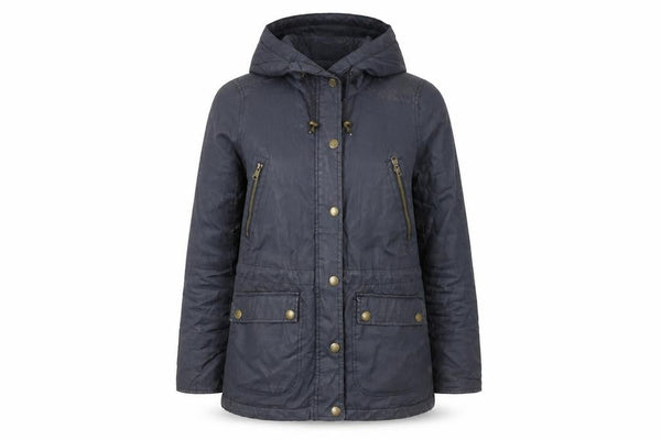 H&M L.O.G.G Women’s Blue Cotton Hooded Parka Jacket Size 8