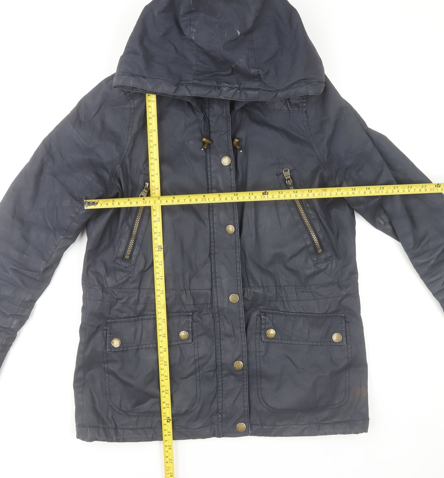 H&M L.O.G.G Women’s Blue Cotton Hooded Parka Jacket Size 8