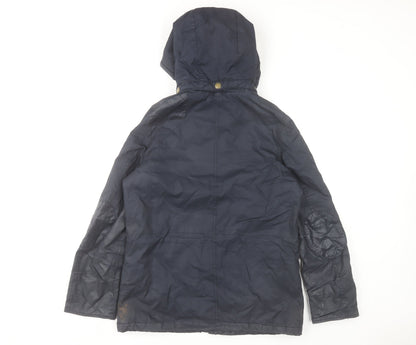 H&M L.O.G.G Women’s Blue Cotton Hooded Parka Jacket Size 8