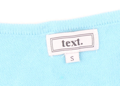 Text. Women’s Blue Scoop Neck 3/4 Sleeve Pullover Jumper Size S