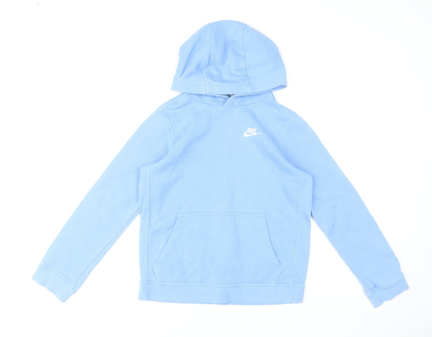 Nike Boys Blue Pullover Hoodie Size L 147-158cm Cotton Blend Casual