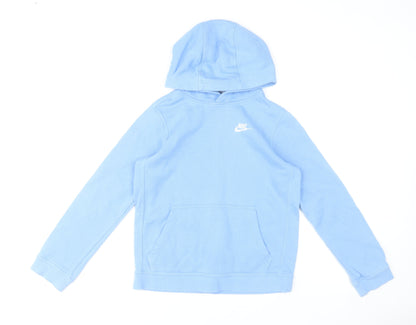 Nike Boys Blue Pullover Hoodie Size L 147-158cm Cotton Blend Casual
