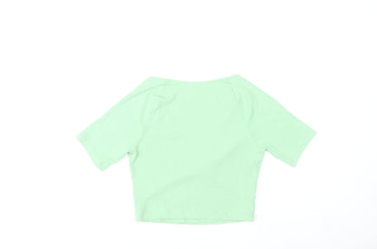 & Other Stories Women's Green Wrap V-Neck Short Sleeve Blouse Size S