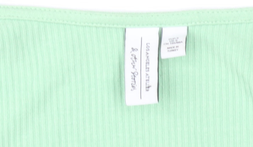 & Other Stories Women's Green Wrap V-Neck Short Sleeve Blouse Size S