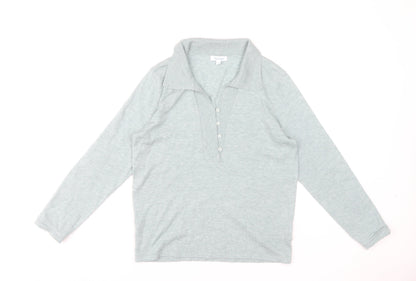 Tea Lane Women's Grey Collared Henley Knit Jumper Size S