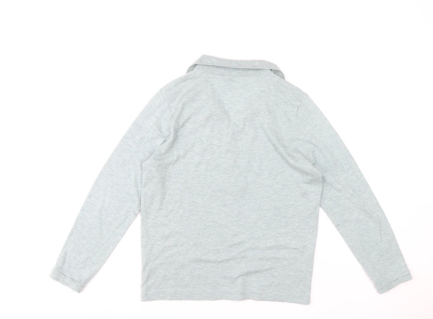 Tea Lane Women's Grey Collared Henley Knit Jumper Size S