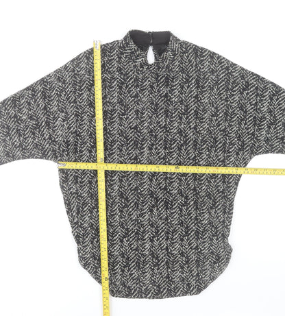 Quiz Women’s Black Geometric Knit Tunic Blouse Size 12