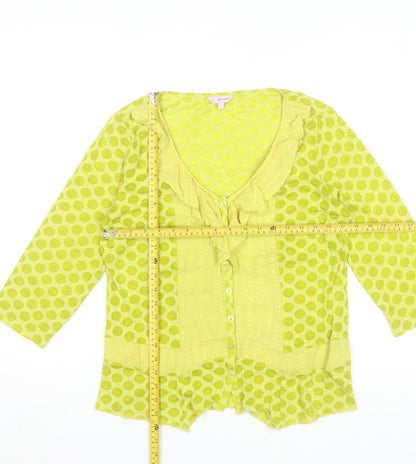 Marks and Spencer Per Una Green Polka Dot Ruffle Blouse Women’s Size 12