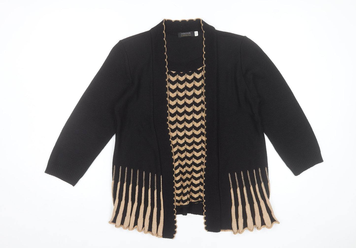 Forever by Michael Gold Women's Black Tunic Knit Top Size S 3/4 Sleeve