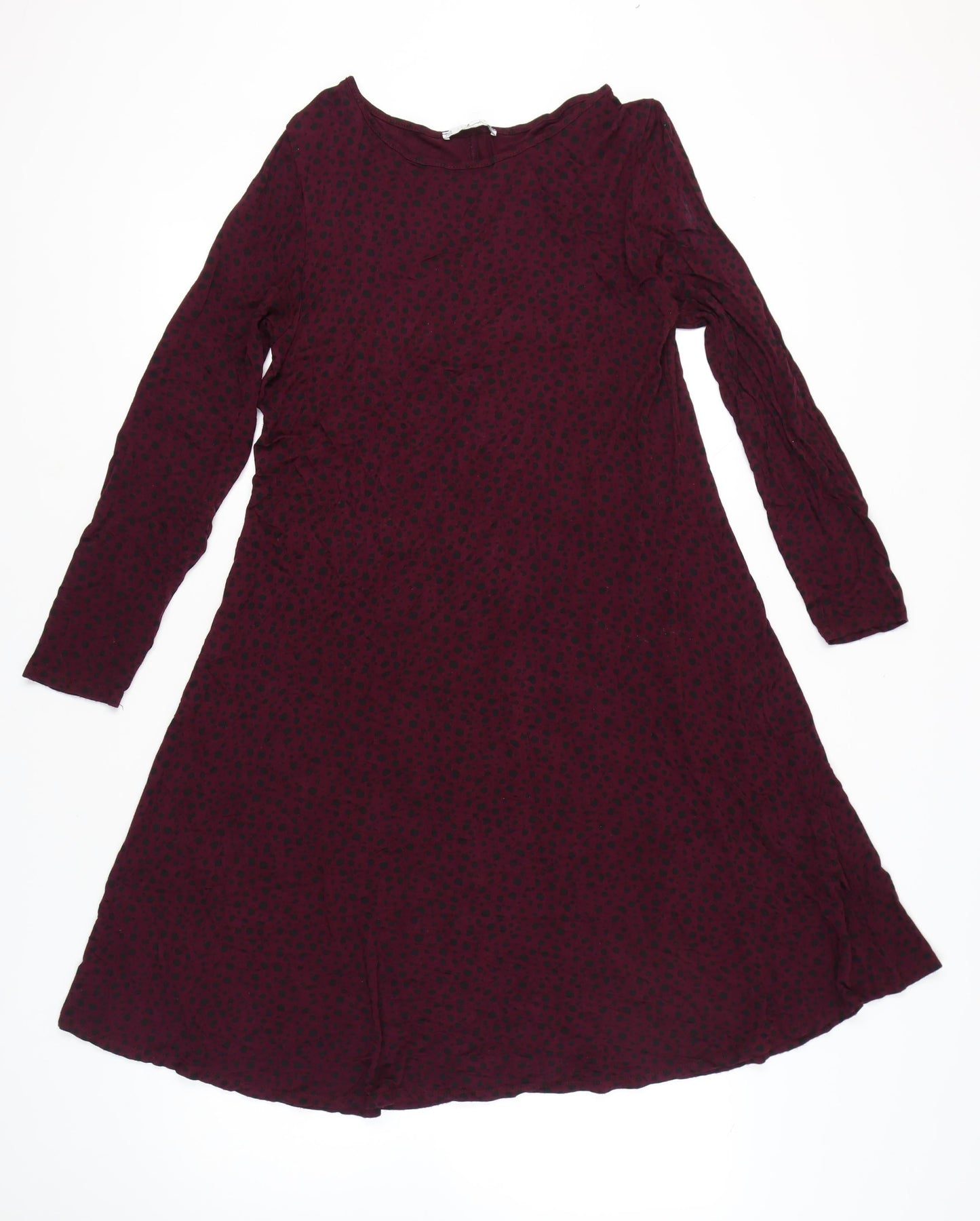Lakeland Women Red Animal Print Long Sleeve Jersey A-Line Dress Size 14