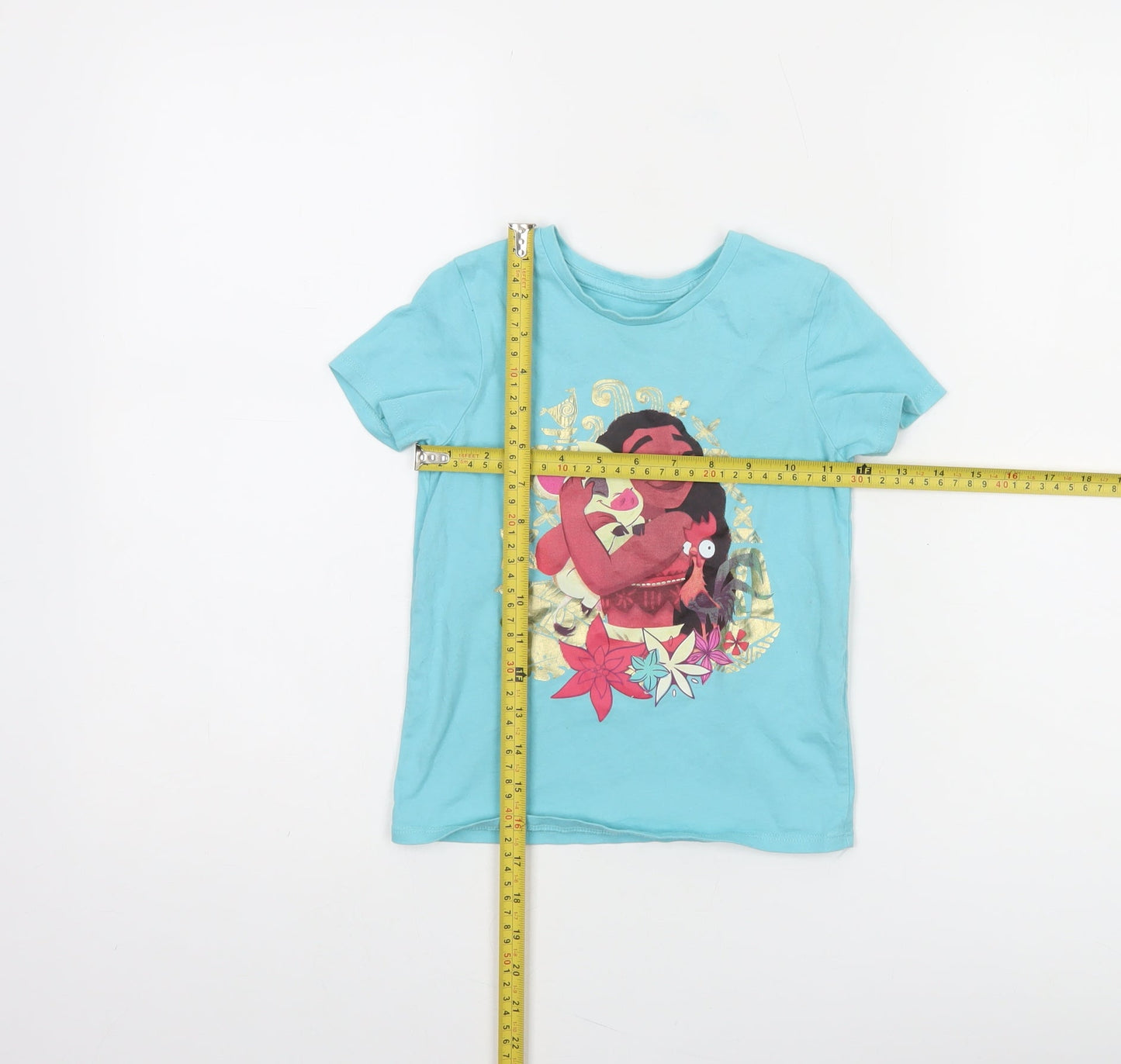 George Disney Princess Moana Blue Girls T-Shirt 4-5 Years Short Sleeve