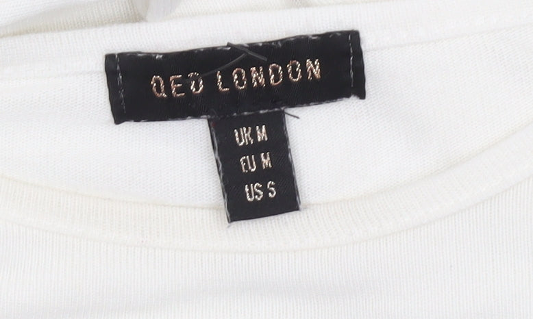 QED London Women White Lace Sleeve Pullover Jumper M