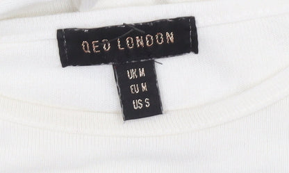 QED London Women White Lace Sleeve Pullover Jumper M