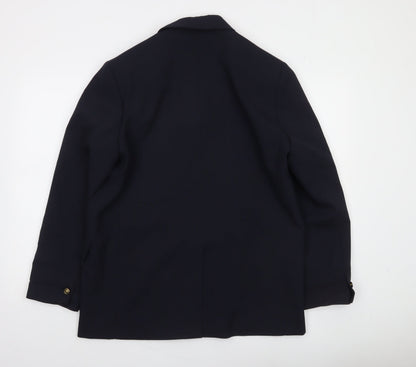 MNG Women's Blue Double-Breasted Blazer Size 14