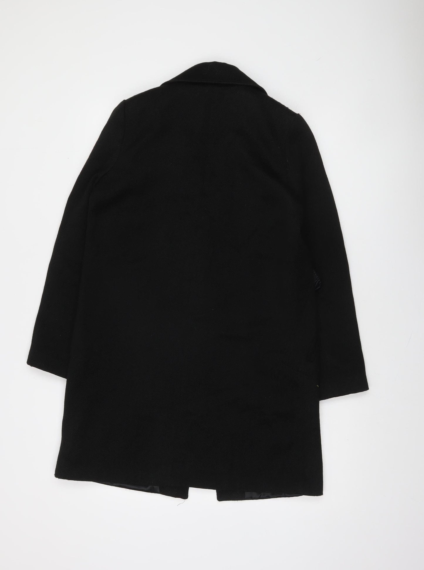 Next Women’s Black Floral Embroidered Long Coat Size 8