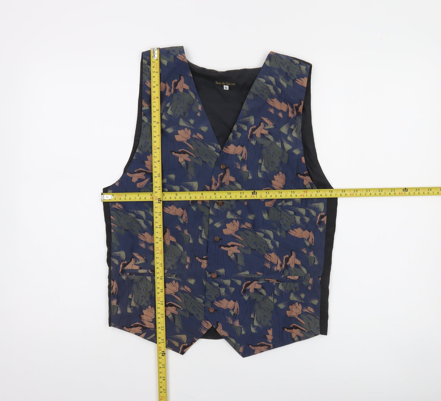 Baci da Setta Men’s Abstract Print Silk Floral Waistcoat S Formal Classic