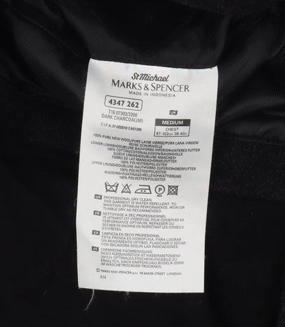 Marks and Spencer Men's Black Wool Overcoat Medium 38-40" Classic Fit