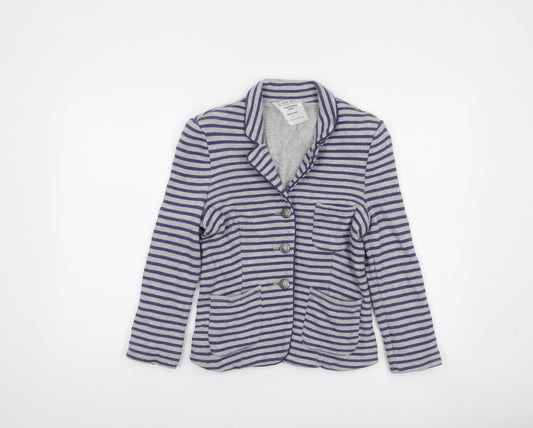 Next Women Grey Striped Cotton Jersey Blazer Size 8