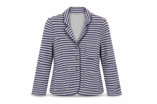Next Women Grey Striped Cotton Jersey Blazer Size 8