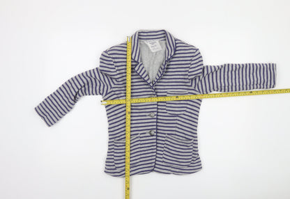 Next Women Grey Striped Cotton Jersey Blazer Size 8