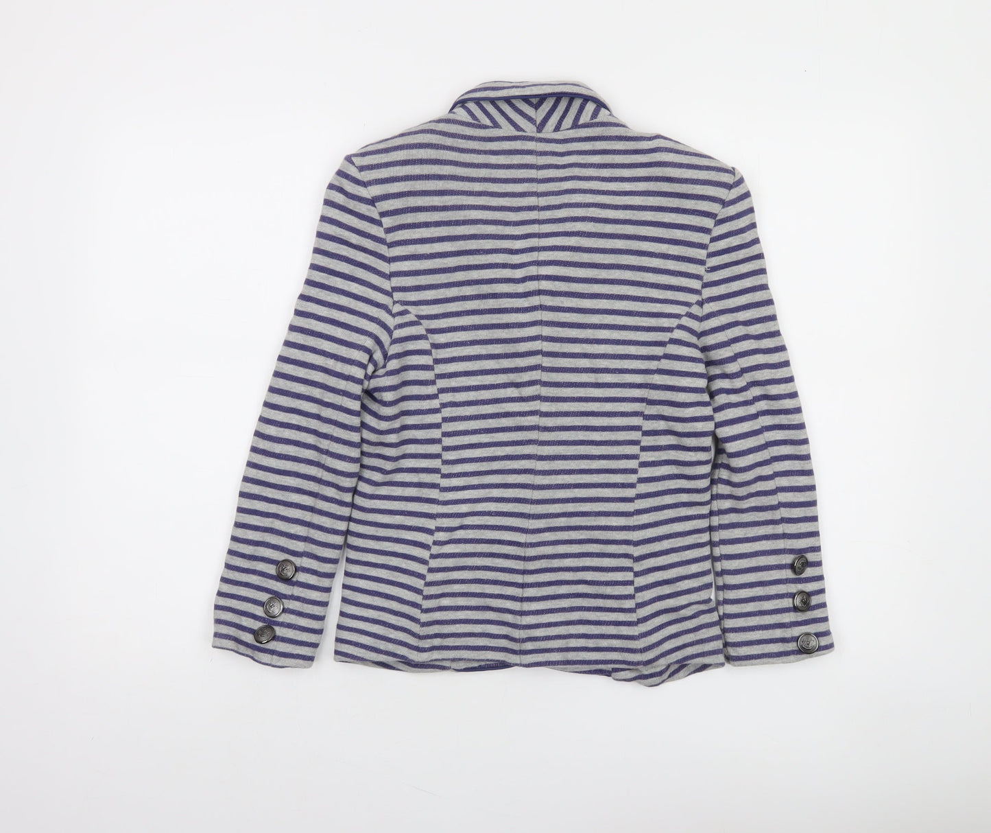Next Women Grey Striped Cotton Jersey Blazer Size 8