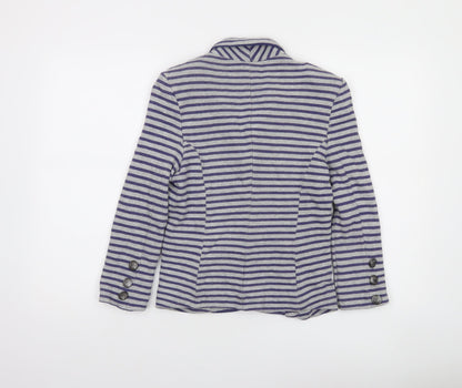 Next Women Grey Striped Cotton Jersey Blazer Size 8