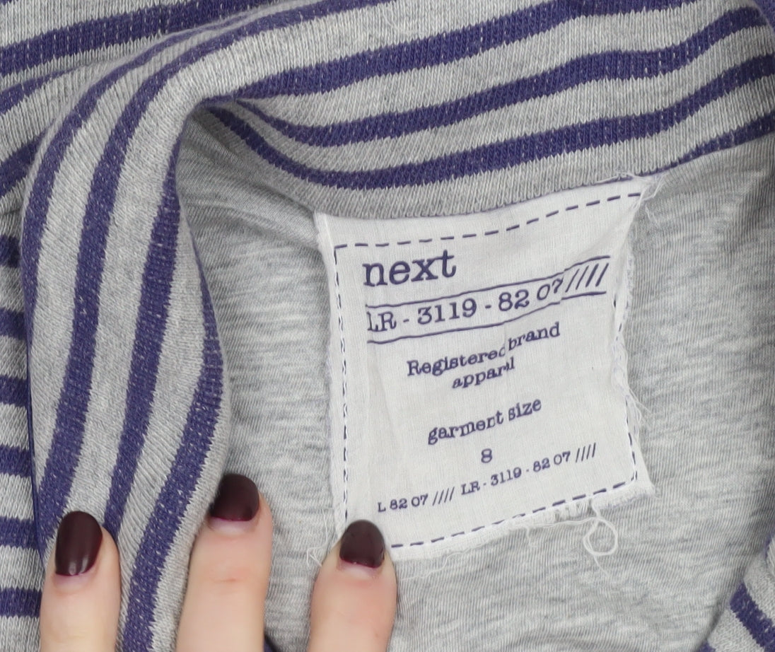 Next Women Grey Striped Cotton Jersey Blazer Size 8