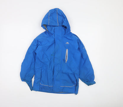 Trespass Boys Blue Waterproof Hooded Rain Jacket 5-6 Years