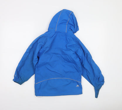 Trespass Boys Blue Waterproof Hooded Rain Jacket 5-6 Years