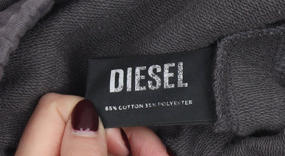 Diesel Mens Grey Sweat Shorts M Elastic Waist Drawstring Logo Casual