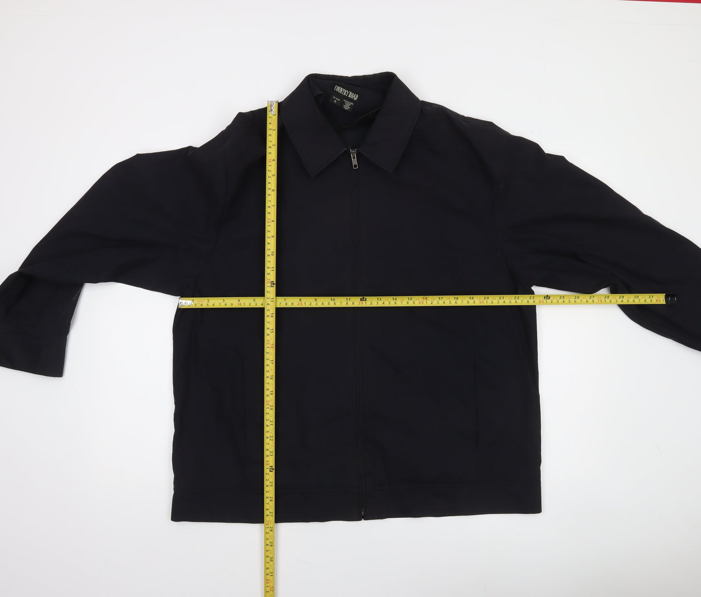 Country Road Men's Black XL Cotton Blend Zip-Up Casual Jacket