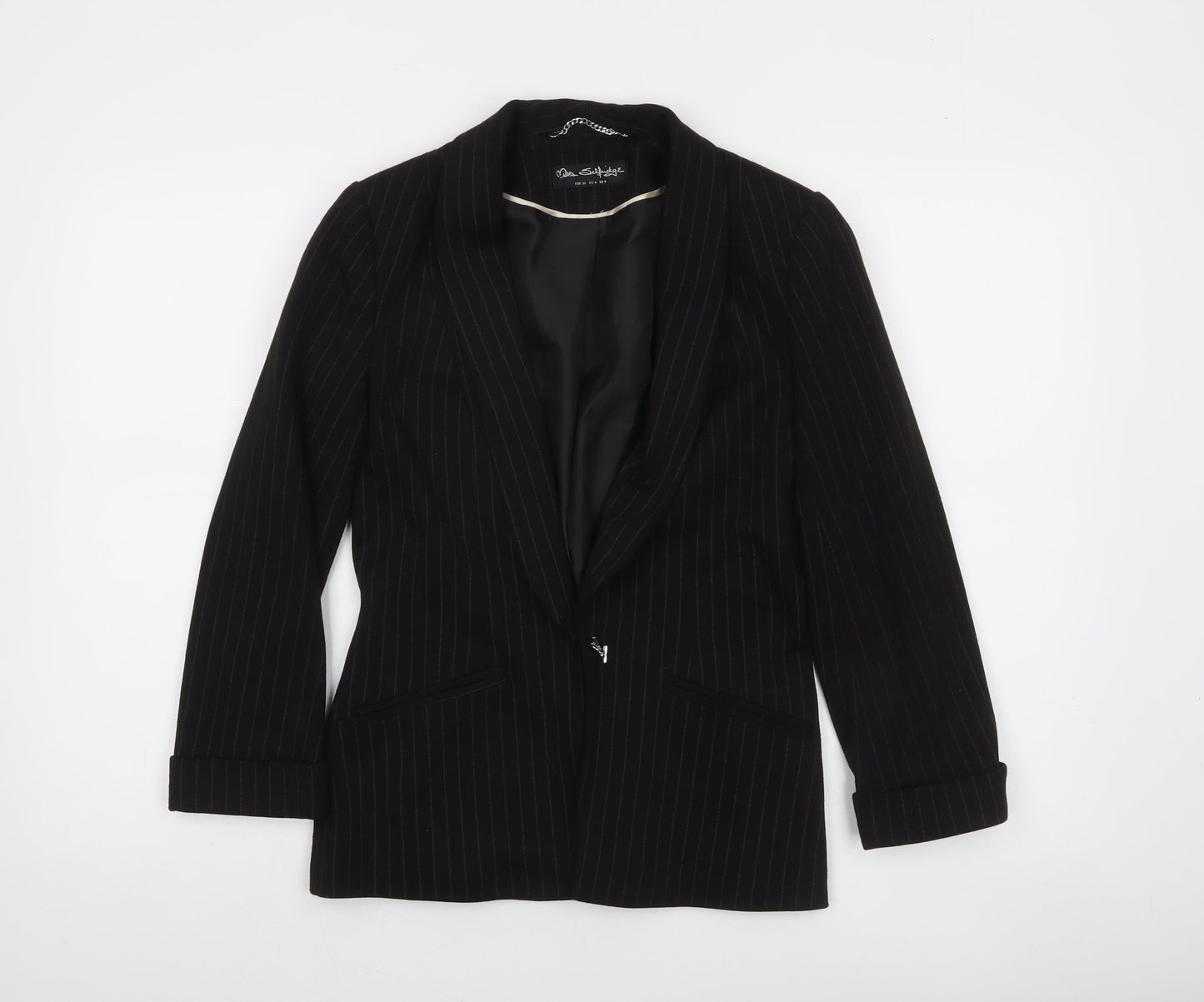 Miss Selfridge Women’s Black Pinstripe Slim Fit Blazer Size 8