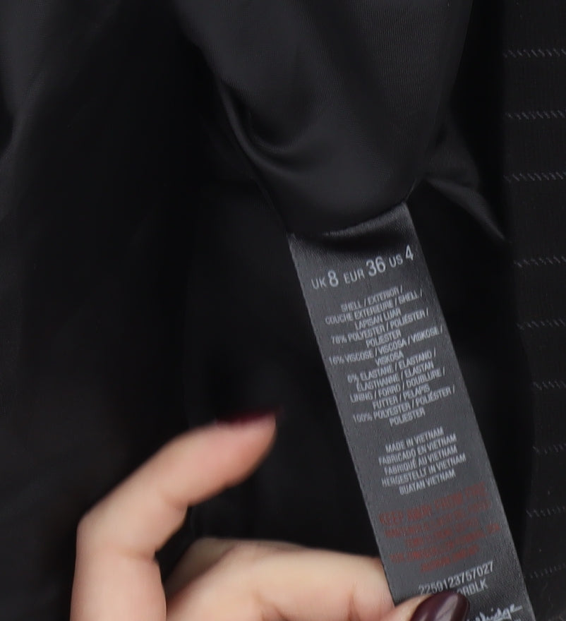 Miss Selfridge Women’s Black Pinstripe Slim Fit Blazer Size 8