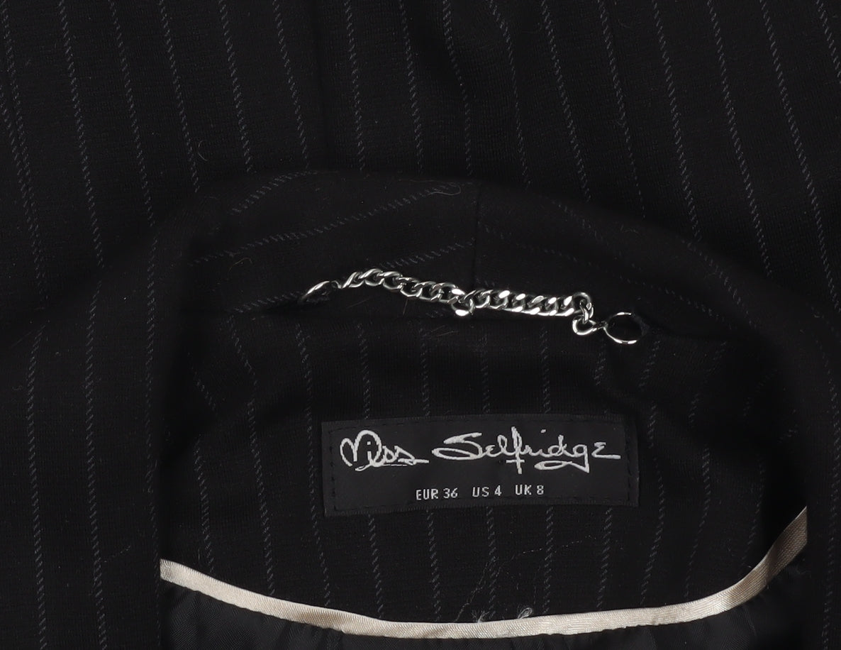 Miss Selfridge Women’s Black Pinstripe Slim Fit Blazer Size 8