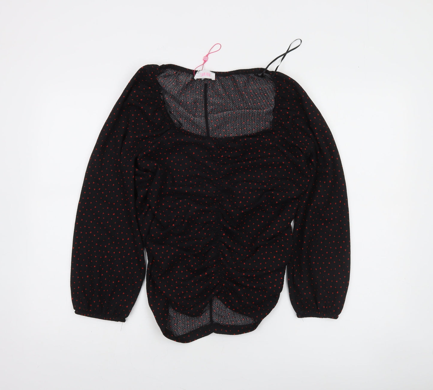 Sinsay Women's Black Red Polka Dot Long Sleeve Blouse Size 16
