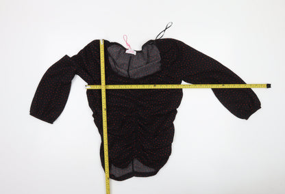 Sinsay Women's Black Red Polka Dot Long Sleeve Blouse Size 16
