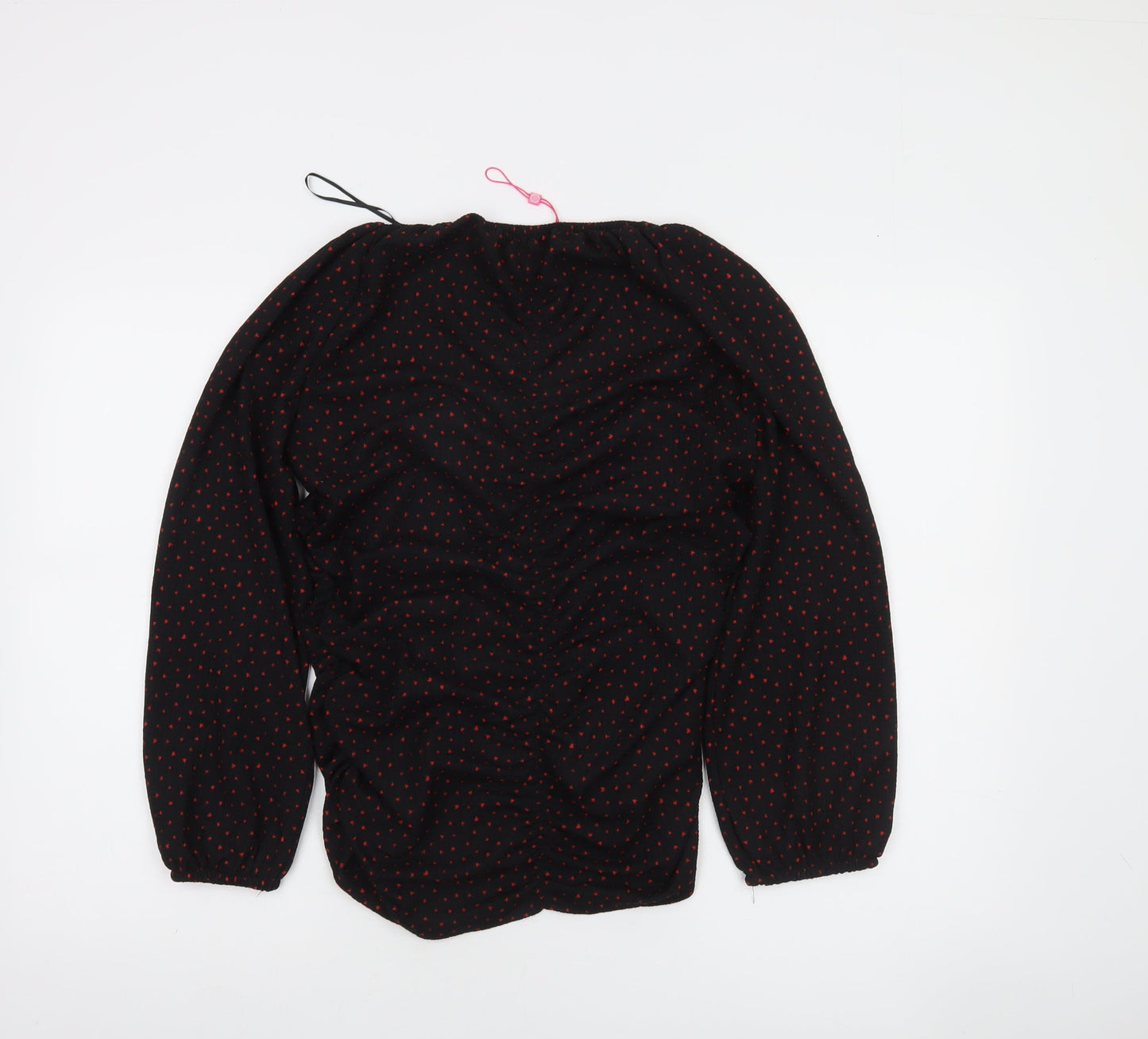 Sinsay Women's Black Red Polka Dot Long Sleeve Blouse Size 16