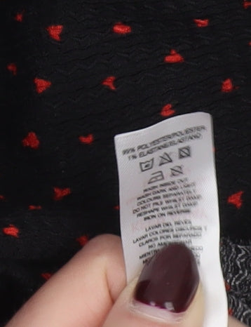 Sinsay Women's Black Red Polka Dot Long Sleeve Blouse Size 16