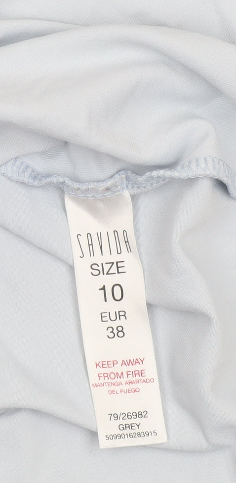 Savida Women's Grey Short Sleeve Fitted T-Shirt Size 10