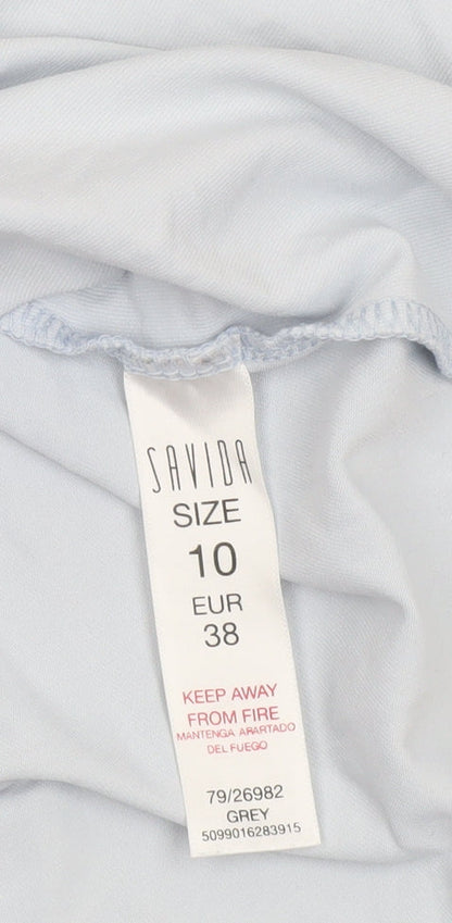 Savida Women's Grey Short Sleeve Fitted T-Shirt Size 10