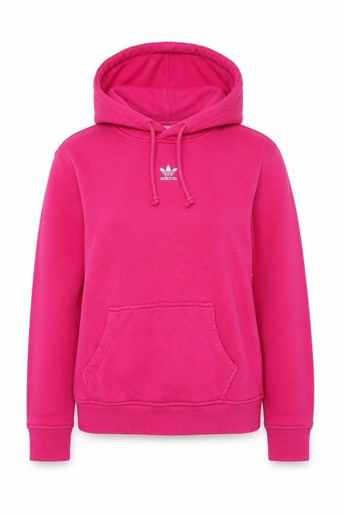 Front view of Adidas Women’s Pink Hooded Pullover Hoodie UK 8 Cotton Casual