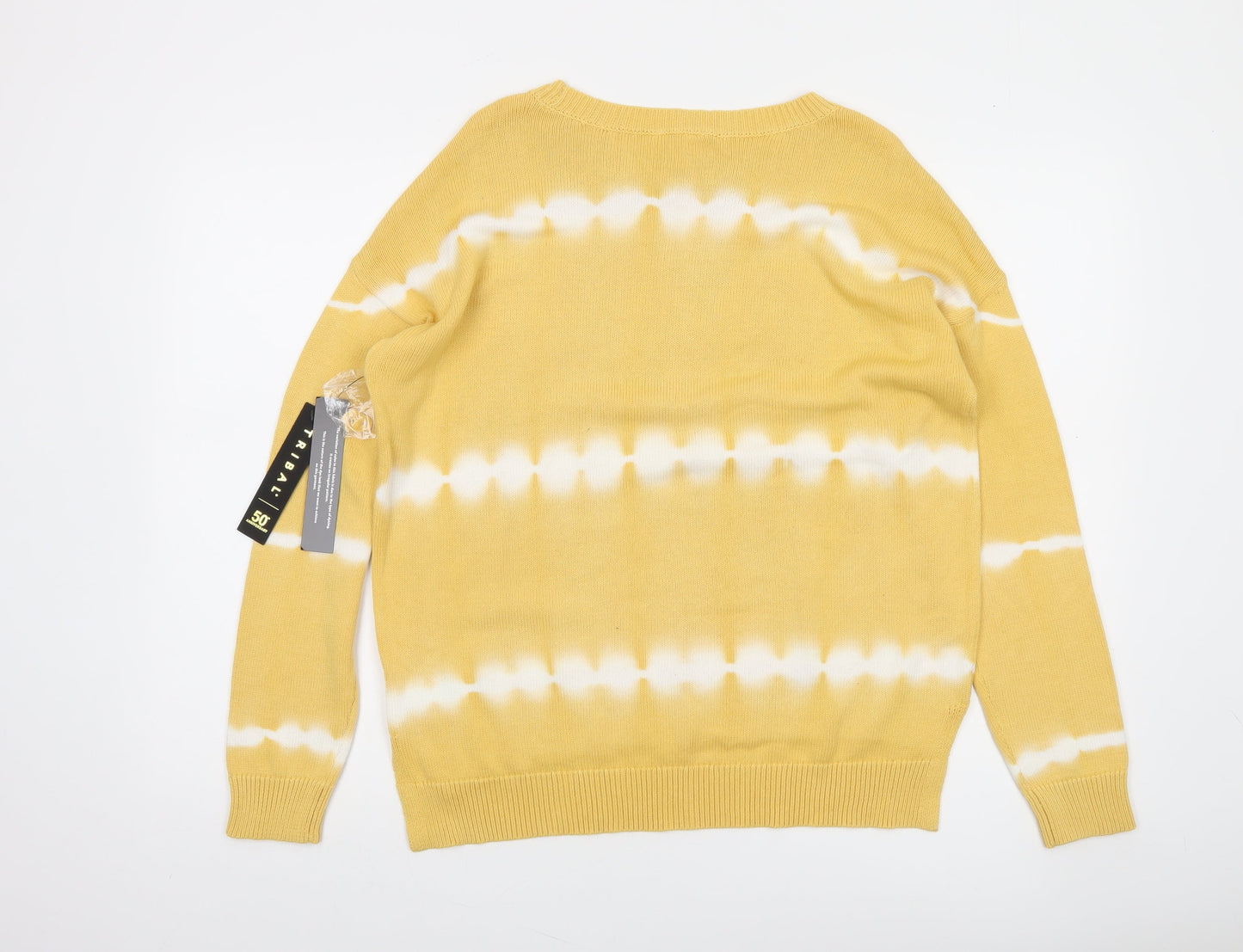 Tribal Jeans Women's Yellow Cotton Sunkissed Crew Neck Pullover Jumper M