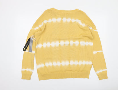 Tribal Jeans Women's Yellow Cotton Sunkissed Crew Neck Pullover Jumper M