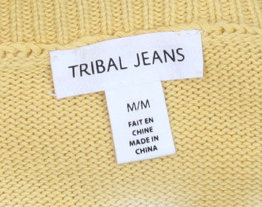 Tribal Jeans Women's Yellow Cotton Sunkissed Crew Neck Pullover Jumper M