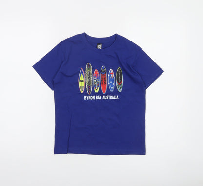 S Designs Boys Blue Byron Bay Australia Graphic T-Shirt Size 8 Cotton