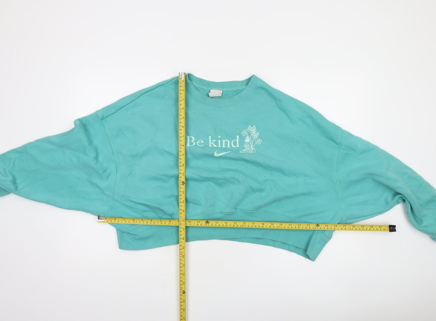 Nike Women’s Turquoise 'Be Kind' Cropped Sweatshirt Size S Relaxed Fit