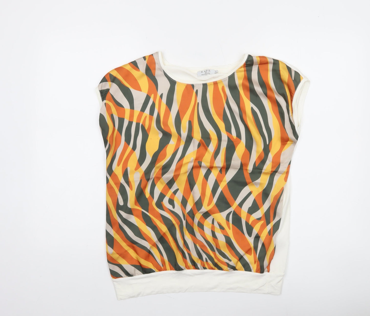 Deck by Decollage Women's Orange Print Short Sleeve Tunic Top S