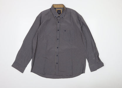 Marco Company Men's Blue Check Long Sleeve Button-Up Shirt XL